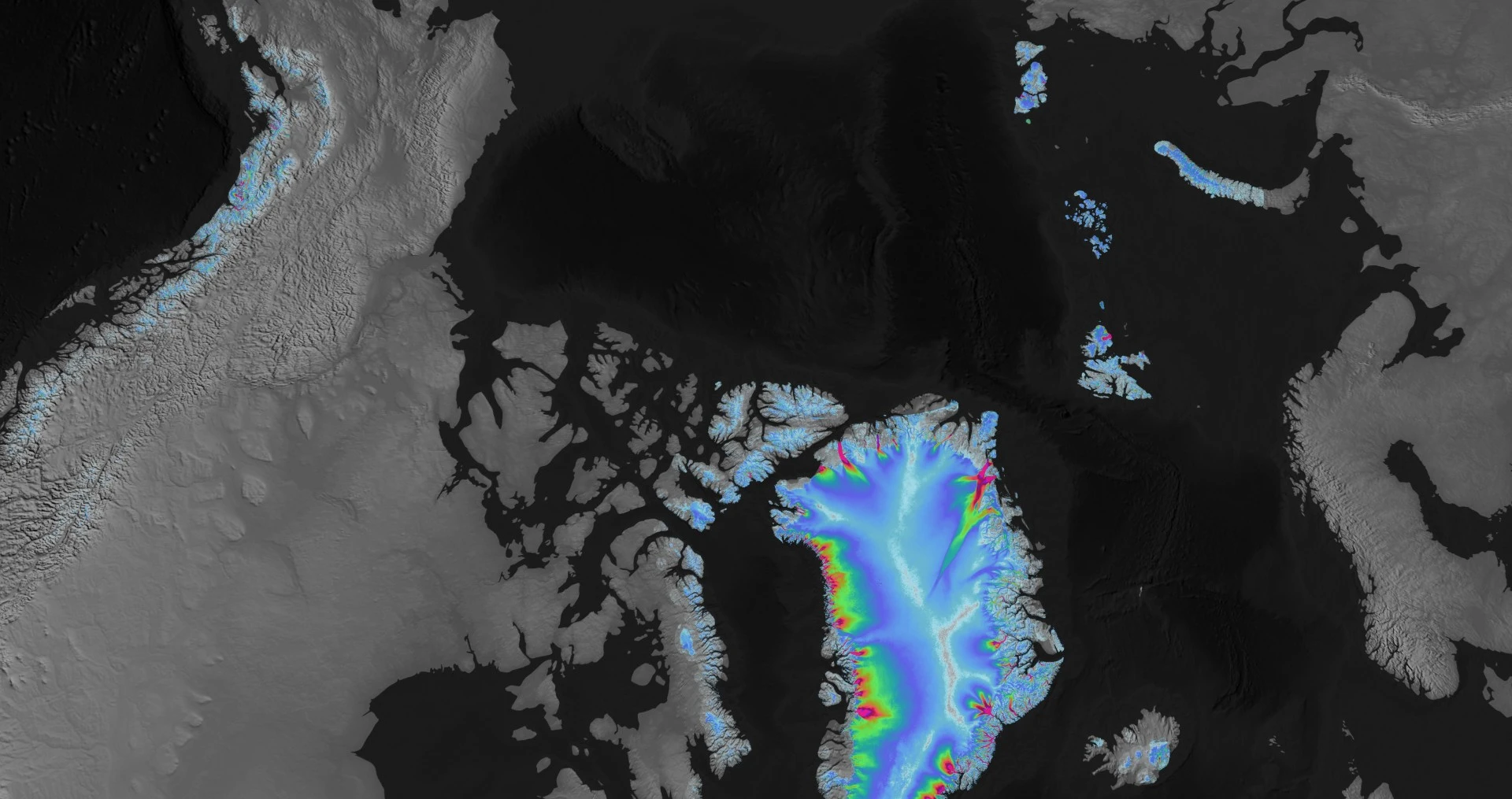 Map of measured glacier surface velocities (m a −1 ) and location